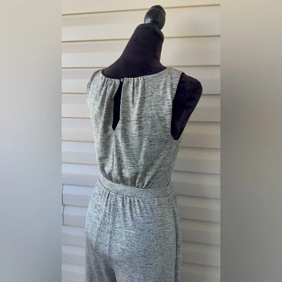 Anthropologie Shimmer Metallic Wide Leg Jumpsuit Romper Size XS Tie‎ Waist